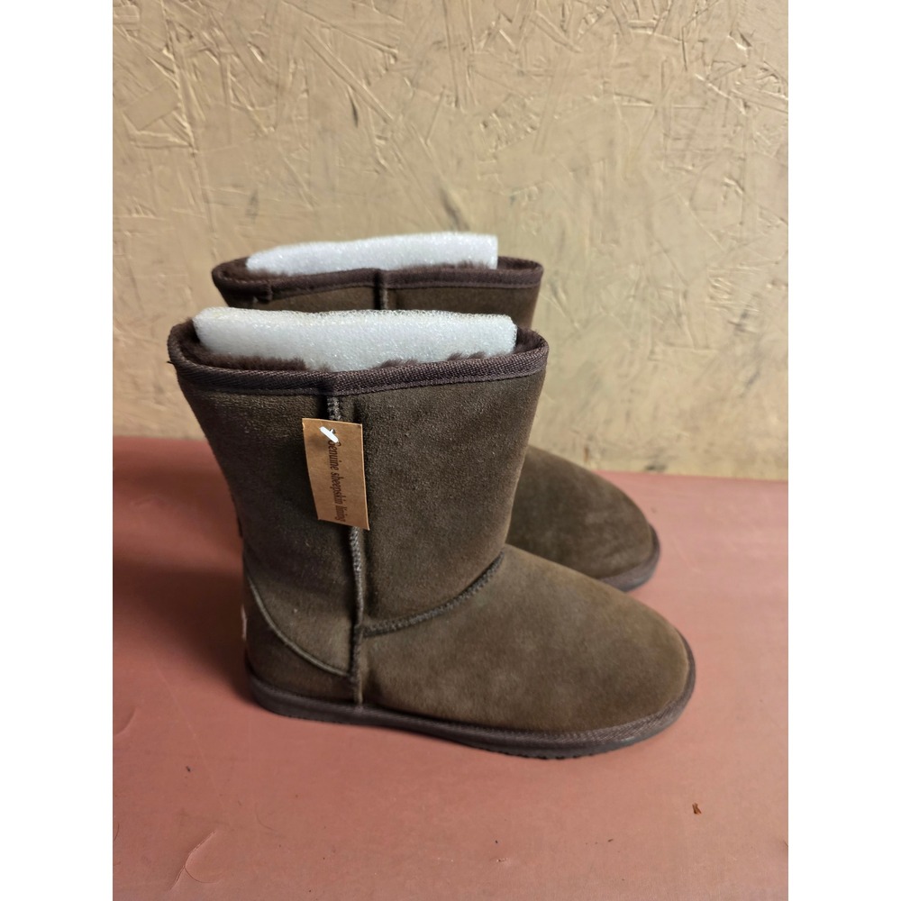 Tamarac Audrey Chocolate Brown Sheepskin Suede Winter Boots Womens 9 NEW
